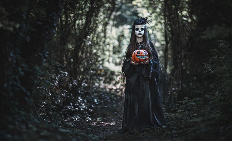 Girl Dressed Up As Witch On Halloween