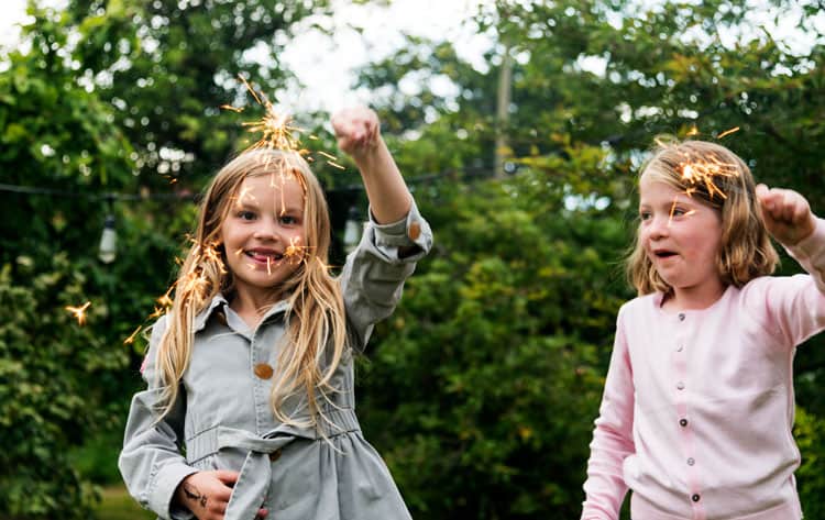 Little Girls Learning Safety Tips About Sparklers