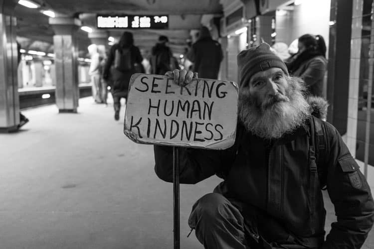 Homeless Man With Sign