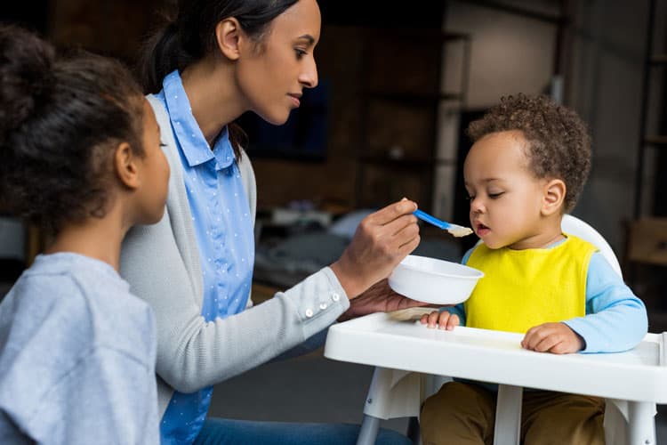 Mom Feeding Baby Boy Homemade Baby Food