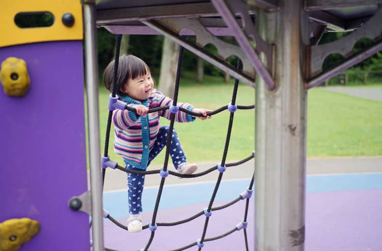 Girl Playing On Play Equipment