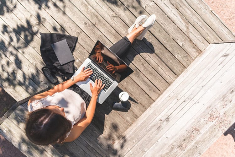 Mom Working From Home Outside