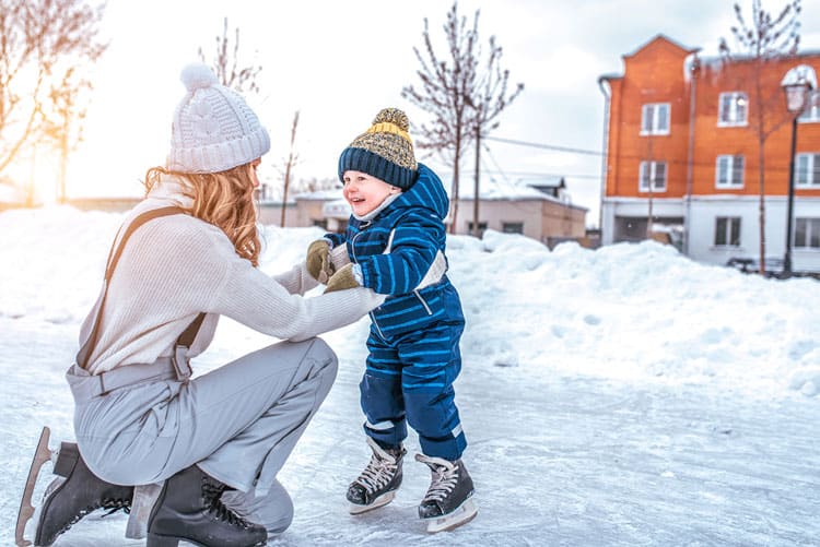 Mother And Child Ice Skating