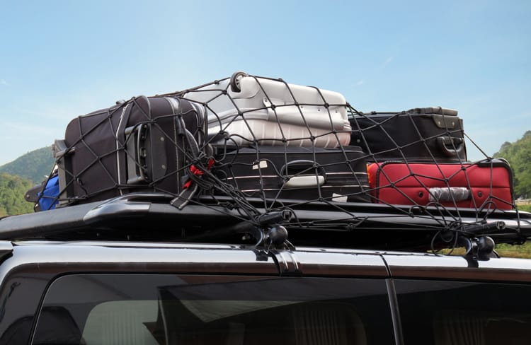 Top Of Car Loaded With Luggage