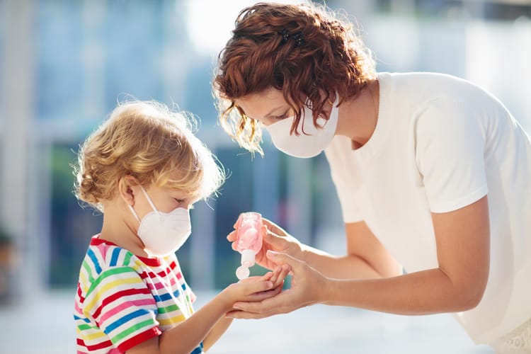 Mother And Child Wearing Face Masks