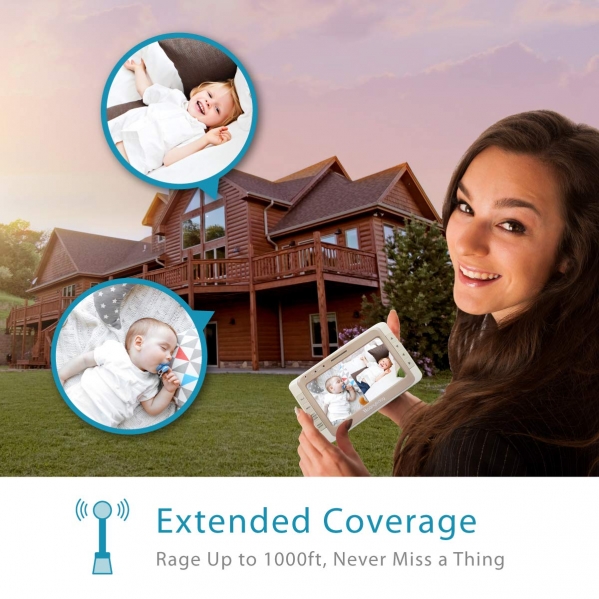 Moonybaby Split 50 Baby Monitor With 2 Cameras - No WiFi, 5" Screen, 1000ft Range