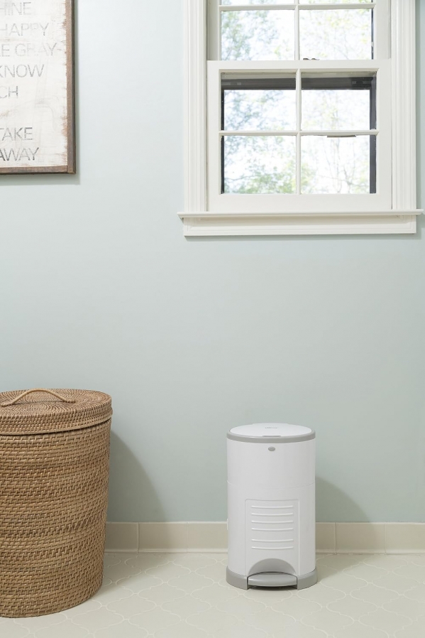 Dekor Mini Hands-Free Diaper Pail | White | Easiest to Use | Just Step – Drop – Done | Doesn’t Absorb Odors | 20 Second Bag Change | Most Economical Refill System