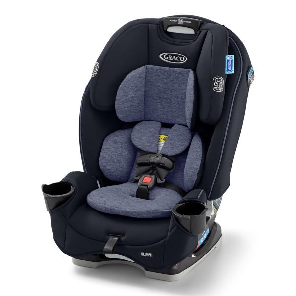 Graco Slimfit 3-in-1 Convertible Car Seat, Ultra-Space-Saving Design, Silas, Suitable for Rear and Forward-Facing, Highback Booster Seat with 10-Position Headrest SlimFit Silas