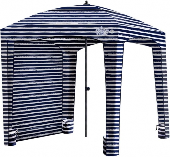 Qipi Beach Cabana - Easy to Set Up Canopy, Waterproof, Portable 6' x 6' Beach Shelter, Included Side Wall, Shade with UPF 50+ UV Protection, Ultimate Sun Umbrella - for Kids, Family &amp; Friends Sailor Stripes
