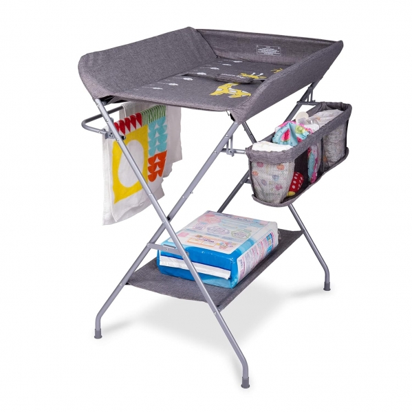 FIZZEEY Baby Diaper Changing Table - Foldable Portable Folding Changing Table Station w/Storage Organizer 1-Grey