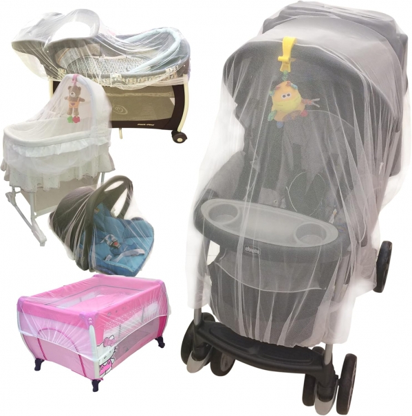 Mosquito Net for Stroller, Crib, Pack n Play, Play Yard, Bassinet, Playpen | Mosquiteros para Cunas De Bebes | Stretchy, Durable and Breathable | Machine Washable (White)