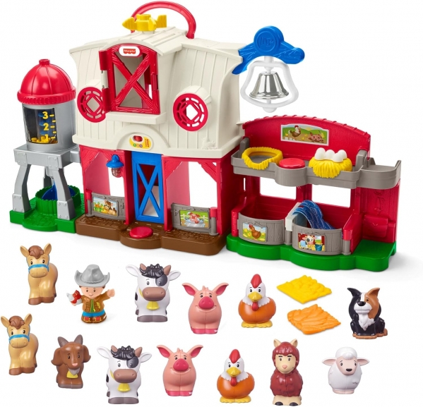 Fisher-Price Little People Caring for Animals Farm Bundle, Electronic Smart Stages playset and Animals Figure Set for Toddlers Ages 1 and u Farm Playset + Animals