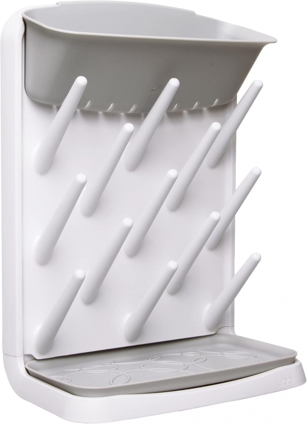 Ubbi Vertical Baby Bottle Drying Rack, Space Saving Countertop Drying Rack Baby Accessory, Gray Gray Bottle Drying Rack
