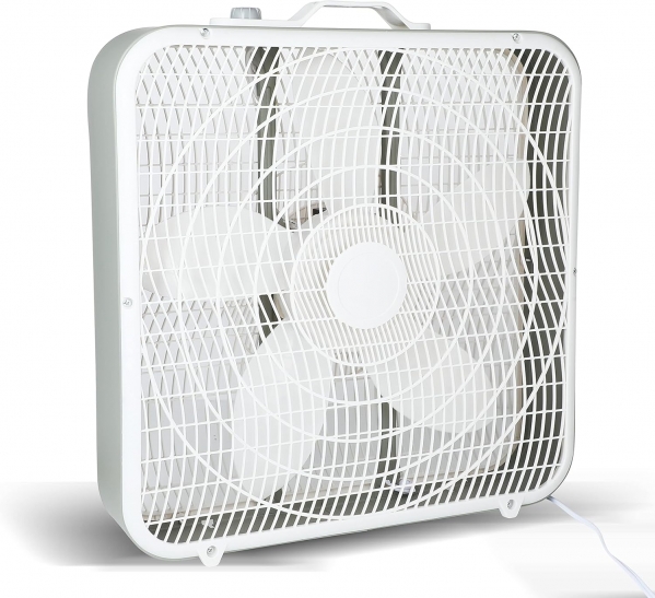 Simple Deluxe 20 Inch Box Fan, 3-Speed Cooling Floor Fan，White White Plastic Box Fans-1 Pack