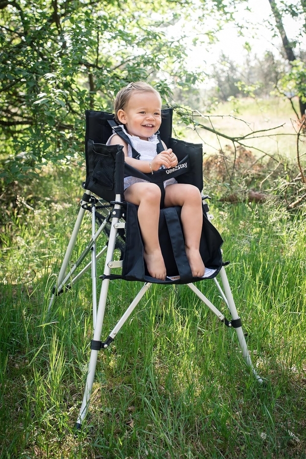 One2Stay Portable Travel High Chair (6-36 Months) - Comfortable Foldable Baby Feeding Chair - 5-Point Safety Harness and Double Locking System - Easy to Clean Red