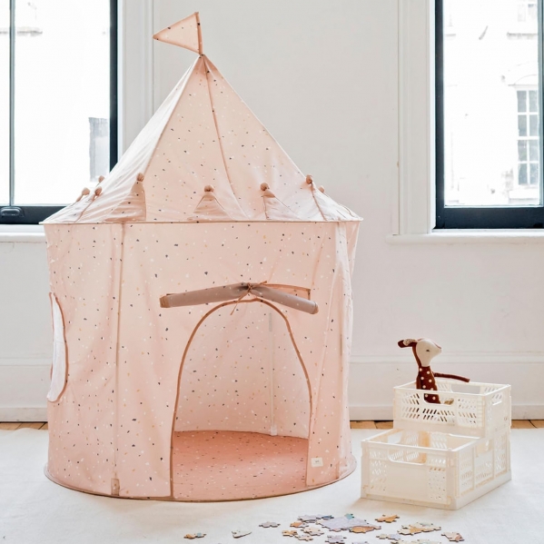 3 Sprouts Kids Play Tent - Sustainable Recycled Fabric – Fun Spacious Childs Playhouse for Indoor Games for Boys & Girls - Durable Fort Pop Up House for Toddlers & Children Age 3-10 - Terrazzo Clay