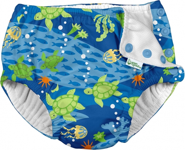 i play. by green sprouts baby boys Reusable and Toddler Swim Diaper, Royal Blue Turtle Journey, 5T US