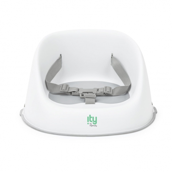 Ingenuity: ity by Ingenuity Simplicity Seat Easy-Clean Baby Booster Feeding Chair, 3-Point Harness, Washable Removable Straps - Grey White/Grey