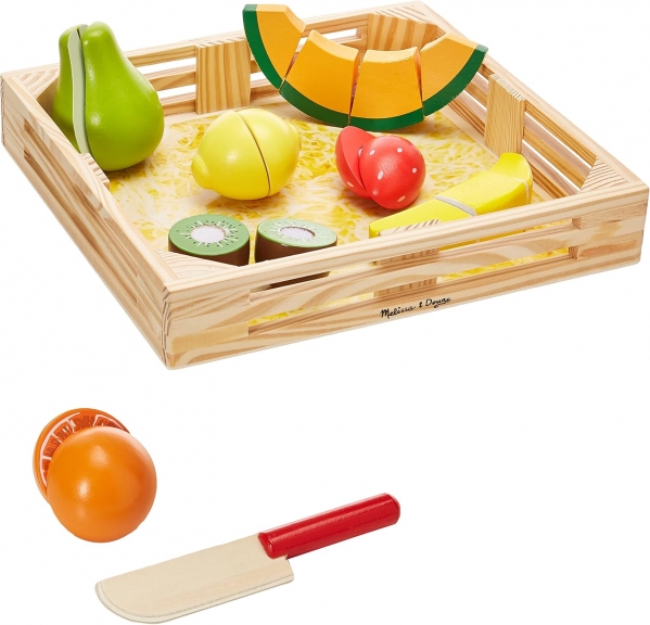Melissa & Doug Cutting Fruit Set - Wooden Play Food Kitchen Accessory, Multi - Pretend Play Kitchen Accessories, Wooden Cutting Fruit Toys For Toddlers And Kids Ages 3+