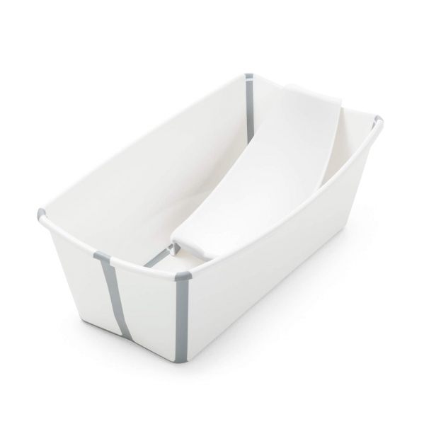 Stokke Flexi Bath Bundle, White - Foldable Baby Bathtub + Newborn Support - Durable & Easy to Store - Convenient to Use at Home or Traveling - Best for Newborns & Babies Up to 48 Months 1 Count (Pack of 1) White