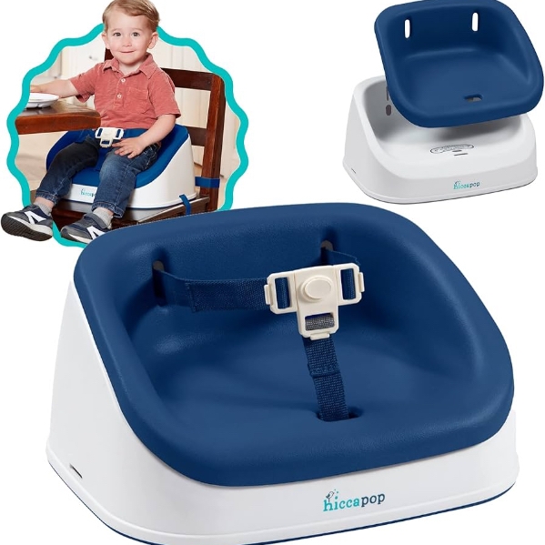 hiccapop ErgoBoost Toddler Booster Seat for Dining Table, Non-Slip Stable Baby Booster Seat for Dining Table, Soft Foam Booster Chair for Toddlers Eating, High Chair Booster Seat for Dining Table Slate Grey