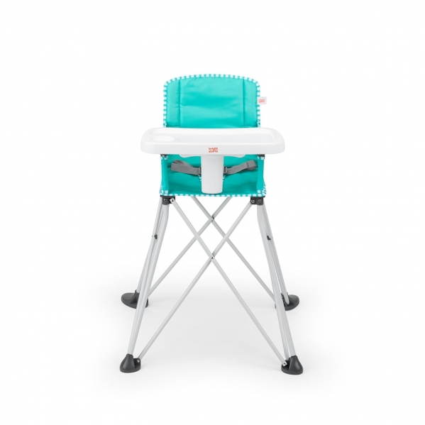 Bright Starts Pop 'N Dine Portable High Chair, Indoor/Outdoor, BPA Free Tray, Easy to Fold, Unisex, Teal, 6 Months +