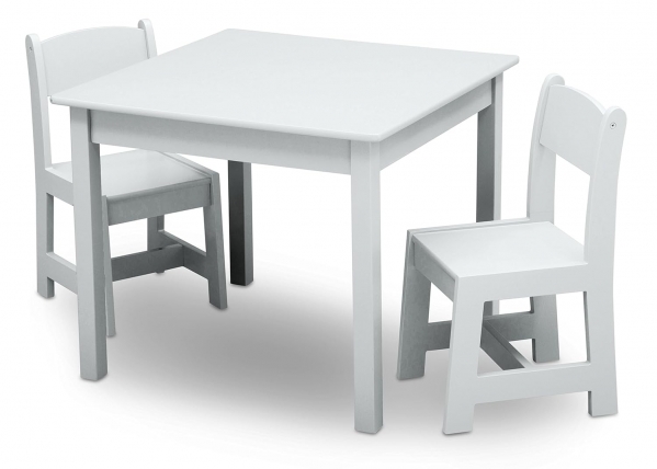 Delta Children MySize Kids Wood Table and Chair Set (2 Chairs Included) - Ideal for Arts & Crafts, Snack Time, Homeschooling, Homework & More - Greenguard Gold Certified, Bianca White