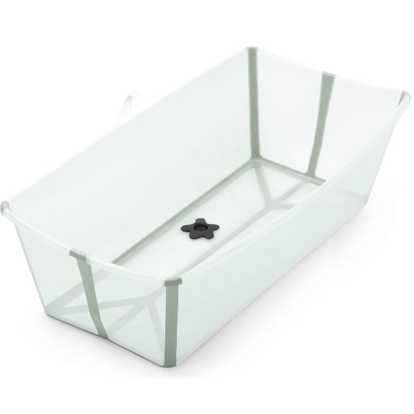Stokke Flexi Bath X-Large, Transparent Green - Spacious Foldable Baby Bathtub - Lightweight & Easy to Store - Convenient to Use at Home or Traveling - Best for Ages 0-6