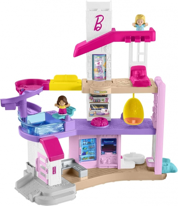 Fisher-Price Little People's Barbie Dream House, Dollhouse, Multilingual Interactive Set, Awakening Toy from 18 Months to 5 Years, HJN55 Single