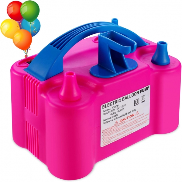 PCFING Electric Air Balloon Pump and Balloon Tying Tool in One, Portable Dual Nozzle Electric Balloon Blower Air Pump Balloons Inflator with Tying Tool on Pump for Decoration, Party and Save Time
