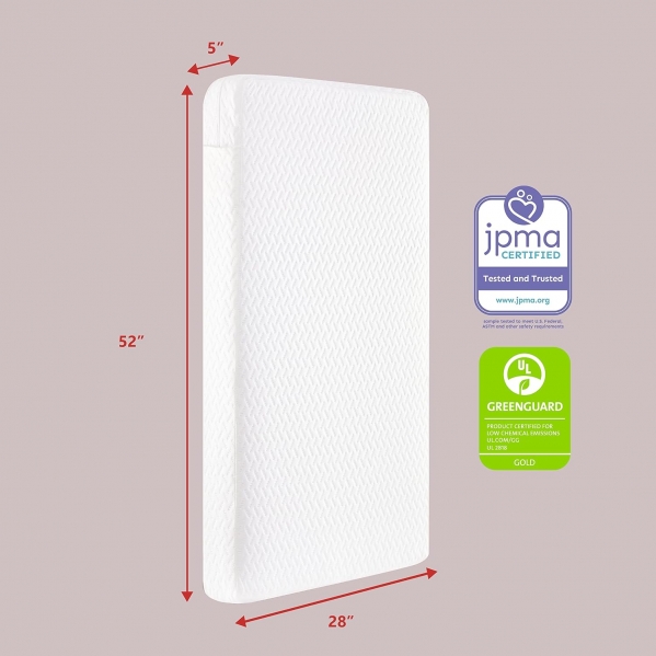 Dream On Me Baby Fairy 5” Foam Crib & Toddler Bed Mattress in a Box, White I Greenguard Gold Certified I JPMA Certified Baby Fairy Dust Mattress