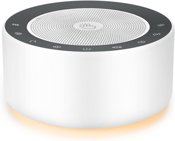 White Noise Machine with 30 High Fidelity Soundtracks, 7 Colors Night Lights, Full Touch Metal Grille and Buttons, Timer and Memory Features, Plug in, Sound Machine for Baby, Adults