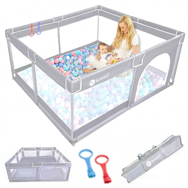 Baby Playpen,Playpens for Babies, Large Playpen for Toddlers,Baby Fence Play Area, Sturdy Safety Baby Play Yard Fence，Baby Gate Playpen (50"x50"Gray)