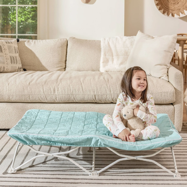 Regalo My Cot Portable Toddler Bed, Includes Fitted Sheet, Pink