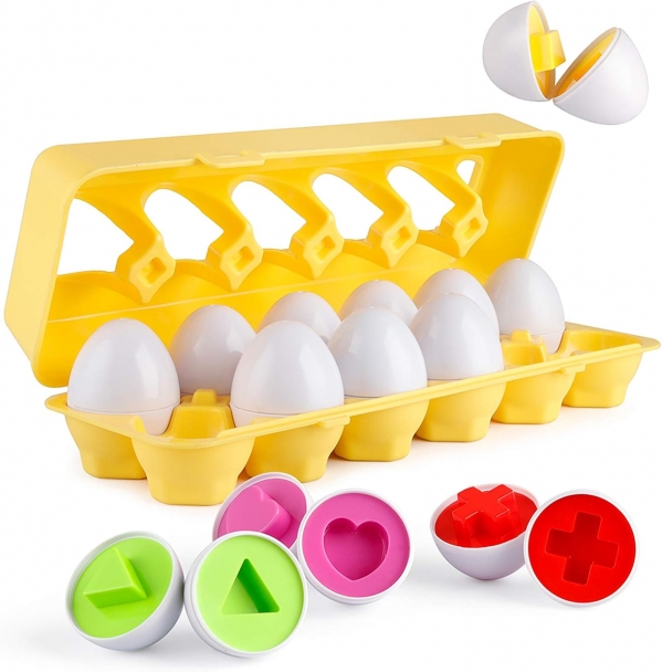 Coogam Matching Eggs 12 pcs Set Color & Shape Recoginition Sorter Puzzle for Easter