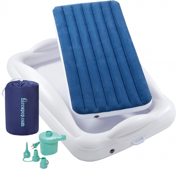 hiccapop Inflatable Toddler Travel Bed with Safety Bumpers