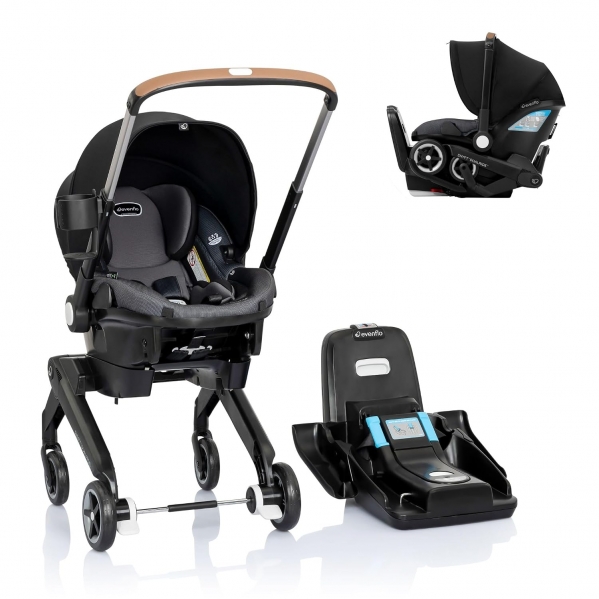 Evenflo Shyft DualRide Infant Car Seat Stroller Combo with Carryall Storage (Boone Gray) Boone Gray NEW DualRide SIDE IMPACT