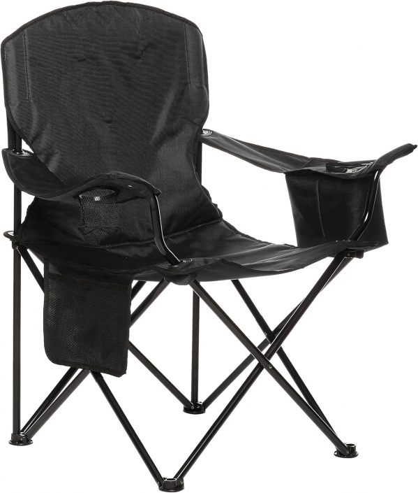 Amazon Basics Portable Camping Chair Padded, Xl Black