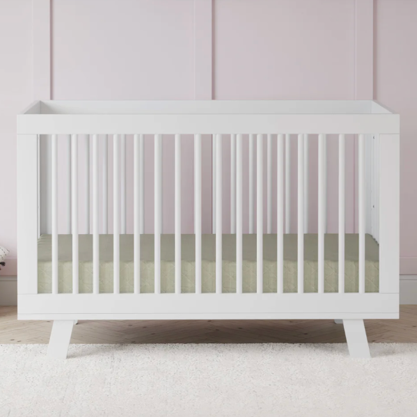 Babyletto Hudson 3-in-1 Convertible Crib with Toddler Bed Conversion Kit in Grey with Pure Core Crib Mattress Hybrid Quilted Waterproof Cover, Greenguard Gold Certified