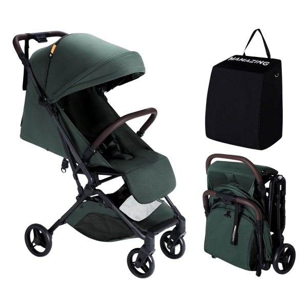 Lightweight Baby Stroller, Ultra Compact & Airplane-Friendly Travel Stroller, One-Handed Folding Stroller for Toddler, Only 11.5 lbs, Green Green, No organizer & cushion