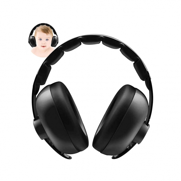 Baby Noise Cancelling Headphones，Baby Ear Protection Ear-Muffs for Newborns Infants and Toddlers, Sleeping Airplanes Fireworks (Black)