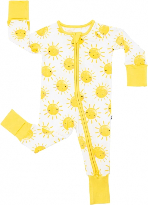 Little Sleepies Zipper Pajamas for Baby Boys & Baby Girls, Toddler Pajamas, Snug Fit, 2-Way Zipper, Viscose from Bamboo 6-12 Months Sunshine