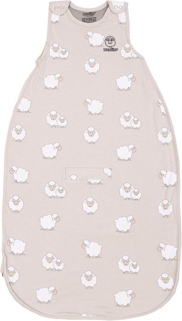 Woolino 4 Season Baby Sleep Sack - Ultimate Merino Wool and Organic Cotton Baby Sleeping Bag - Two-Way Zipper Adjustable Universal Size Sleep Sack for Baby (2-24 Months) - Sheep
