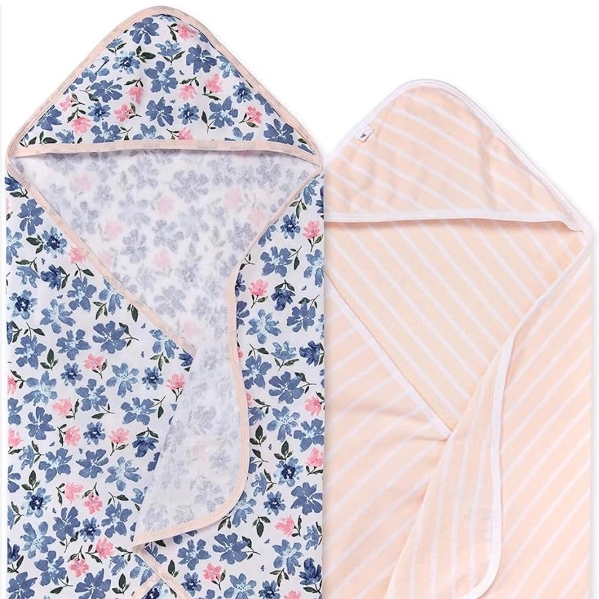Burts Bees Baby Infant Hooded Towels Botanical Gardens Organic Cotton, Unisex Bath Essentials and Newborn Necessities, Soft Nursery Towel with Hood Set, 2-Pack Size 29 x 29 Inch 2-Pack Botanical Gardens