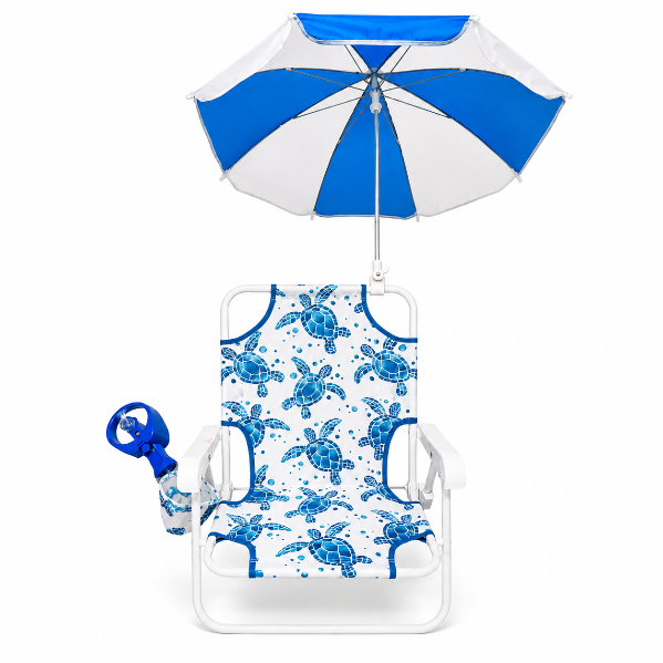 Kids Beach Chair with Umbrella Child Folding Chair Umbrella with Universal Clamp for Children Beach Camping Patio Garden Outdoor Lawn Pool Travel Indoor 1 Bee