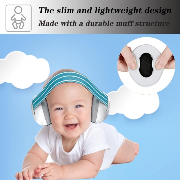 Baby Noise Cancelling Headphones，Baby Ear Protection Ear-Muffs for Newborns Infants and Toddlers, Sleeping Airplanes Fireworks White