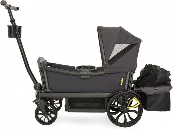 Veer Cruiser Wagon with Canopy and Basket Bundle, Black, 3.0 Set (BUN-CBC)