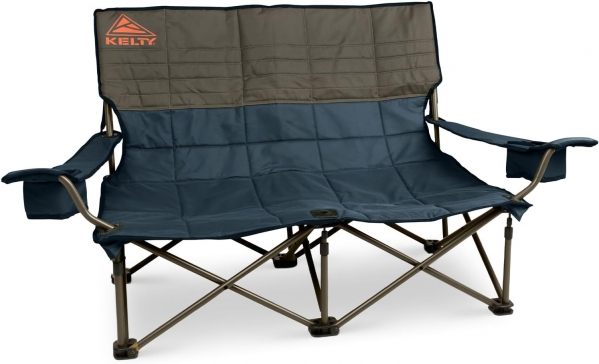 Kelty Low Loveseat Double 2 Person Camping Chair, Two Person Foldable Seat for Festivals, Concerts, Tailgates, Beach Days, Low Seat Height Navy / Dark Shadow