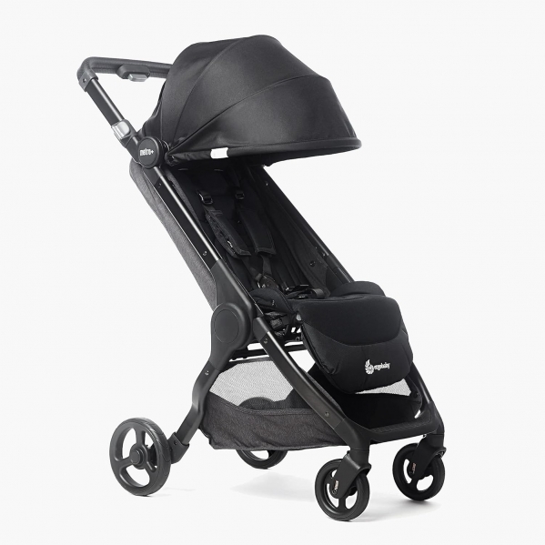 Ergobaby Metro+ Compact Baby Stroller, Lightweight Umbrella Stroller Folds Down for Overhead Airplane Storage (Carries up to 50 lbs), Car Seat Compatible, Black .Stroller: Black