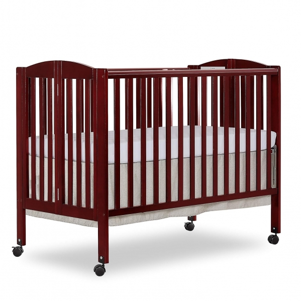 Dream On Me, Full Size 2-in-1 Folding Stationary Side Crib, Cherry